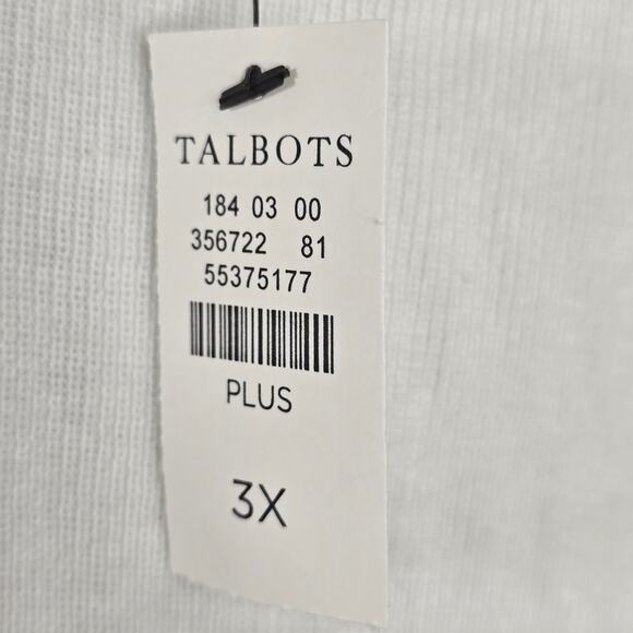 Talbots Plus White Knit Ruffle Short Sleeve Sweater Square Neck Top Size 3X NWT - Picture 3 of 6
